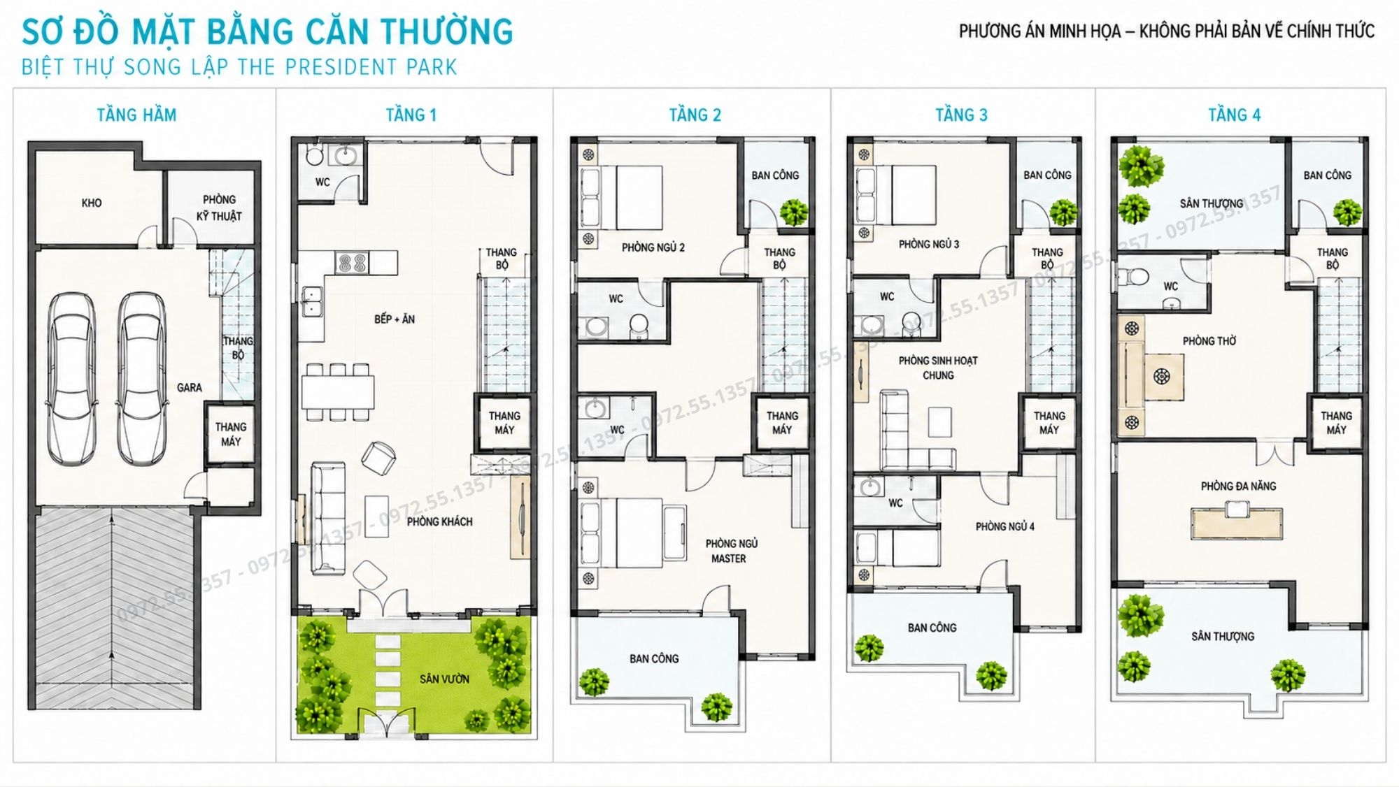 Thiết kế biệt thự song lập The President Park - căn thường (bản thiết kế mẫu để tham khảo)